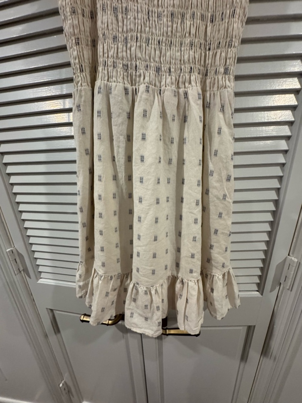 Madewell Cream Smocked Dress with Mini Print - Picture 3 of 7